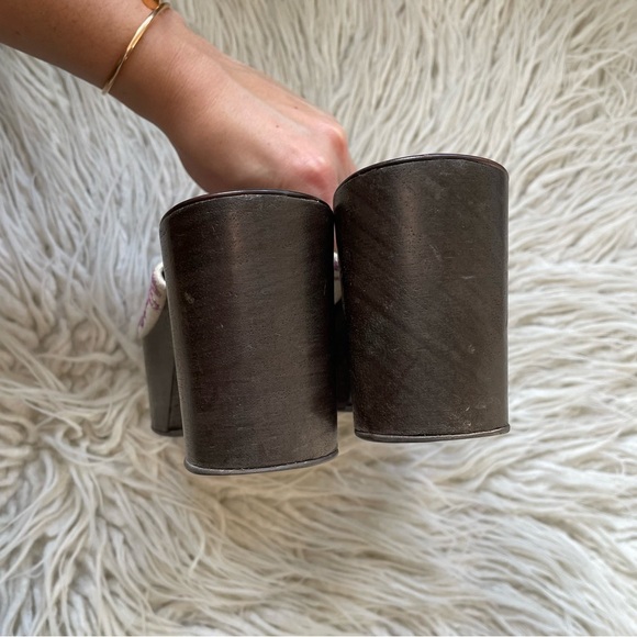 Giuseppe Zanotti Beige Canvas Embroidered Chunky Platform Sandal Slides Sz 37.5 - Picture 10 of 12